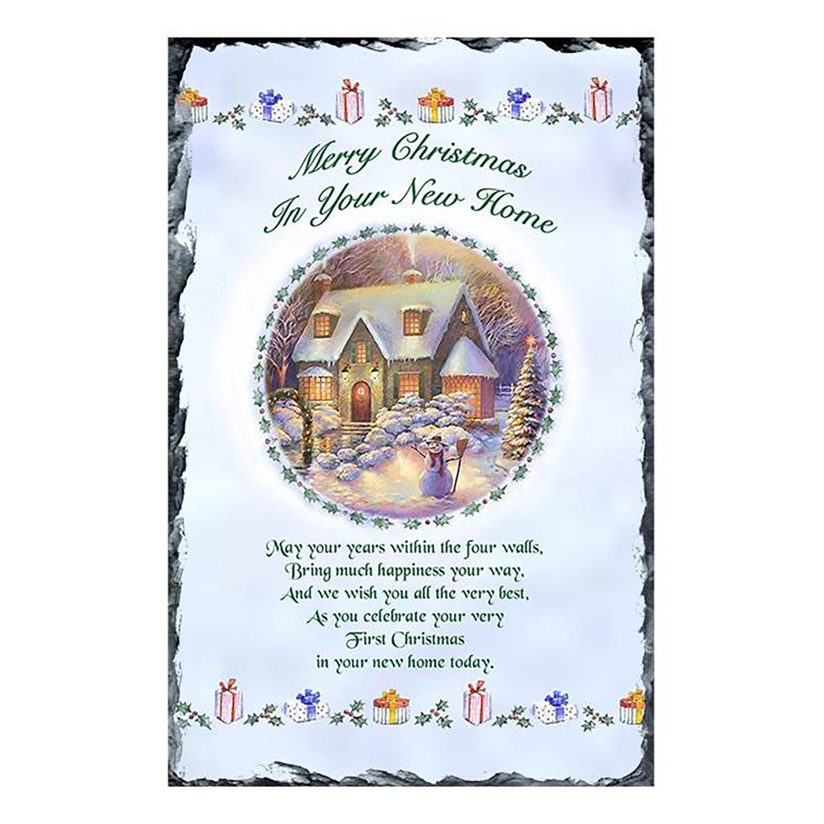 Customised Christmas Slate Gift - Snow Cottage